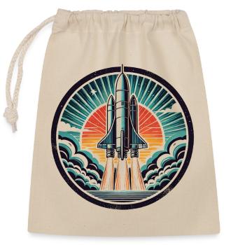 Space shuttle Spaceship - Closable cotton gift bag (25x30cm) - nature - Front
