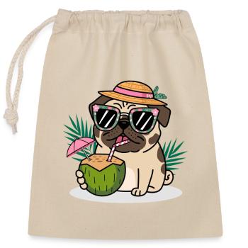 Pug - Closable cotton gift bag (25x30cm) - nature - Front