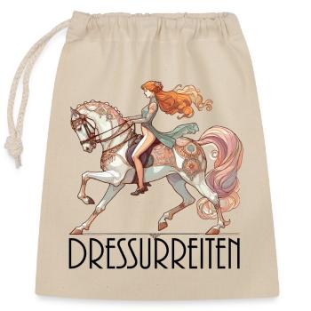 Dressurreiten Reiten Pferd edel dynamisch Geschenk - Verschließbarer Geschenkbeutel aus Baumwolle (25x30cm) - Natur - Vorne