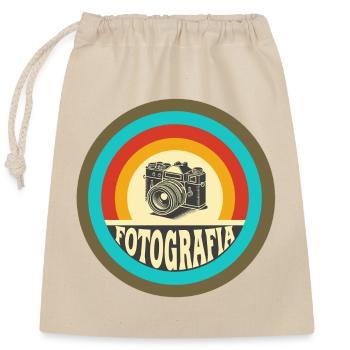 Retro Fotografia Kamera - Verschließbarer Geschenkbeutel aus Baumwolle (25x30cm) - Natur - Vorne