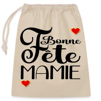 Bonne Fête Mamie Amour - Sac cadeau en coton avec cordon (25 x 30 cm) - nature - Devant