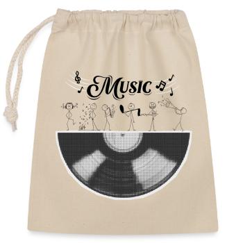 Half a music cylinder - Closable cotton gift bag (25x30cm) - nature - Front
