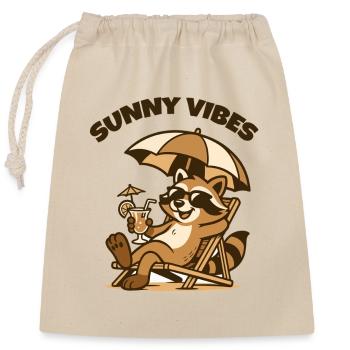 Sunny Vibes Strand-Raccoon - Verschließbarer Geschenkbeutel aus Baumwolle (25x30cm) - Natur - Vorne