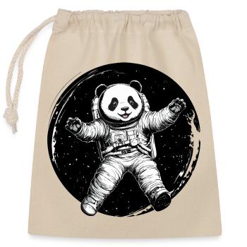 Astronauten-Panda – Süßer Space Explorer - Verschließbarer Geschenkbeutel aus Baumwolle (25x30cm) - Natur - Vorne