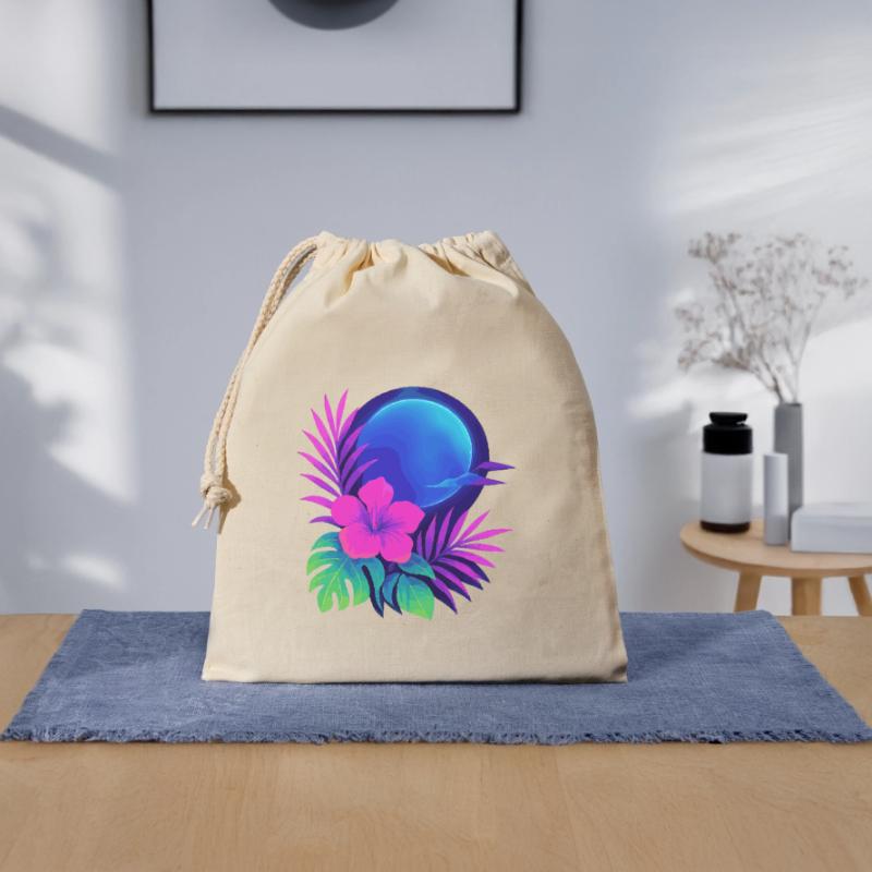 Neon Tropic Moon Verschließbarer Geschenkbeutel aus Baumwolle (25x30cm)