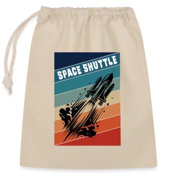 Raumschiff Vintage Design - Verschließbarer Geschenkbeutel aus Baumwolle (25x30cm) - Natur - Vorne