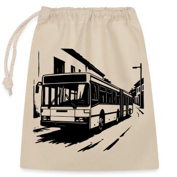 Retro Articulated Bus Kult - Closable cotton gift bag (25x30cm) - nature - Front