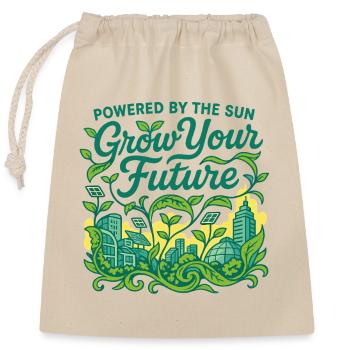 Grow Your Future (Solar Edition) - Verschließbarer Geschenkbeutel aus Baumwolle (25x30cm) - Natur - Vorne