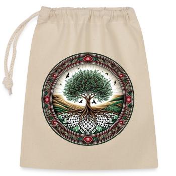 Deep-rooted - Closable cotton gift bag (25x30cm) - nature - Front