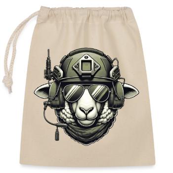 Schaf Militär Design - Verschließbarer Geschenkbeutel aus Baumwolle (25x30cm) - Natur - Vorne