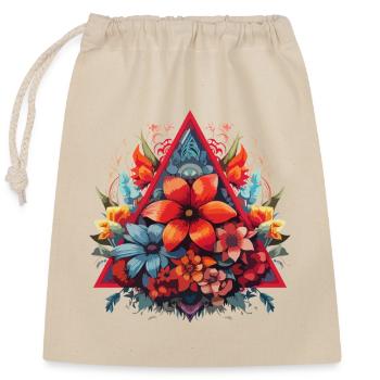 Flower triangle - Closable cotton gift bag (25x30cm) - nature - Front
