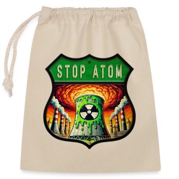 Stop Atom Wappen Design - Verschließbarer Geschenkbeutel aus Baumwolle (25x30cm) - Natur - Vorne
