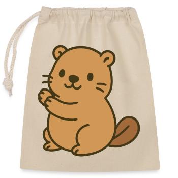 Mignon bébé castor - Sac cadeau en coton avec cordon (25 x 30 cm) - nature - Devant