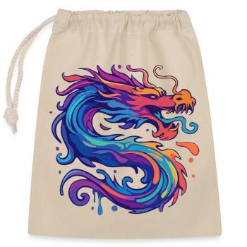 Dragon néon - Sac cadeau en coton avec cordon (25 x 30 cm) - nature - Devant