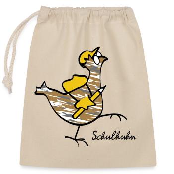 RIKELS school chicken: strong companion in everyday life - Closable cotton gift bag (25x30cm) - nature - Front