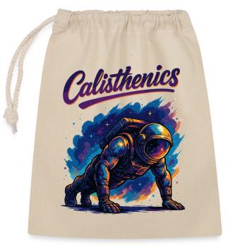 Calisthenics Astronaut Push-ups Gift - Closable cotton gift bag (25x30cm) - nature - Front