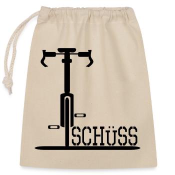 ABSCHIED TSCHÜSS FAHRRAD RAD - Verschließbarer Geschenkbeutel aus Baumwolle (25x30cm) - Natur - Vorne