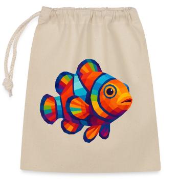 WPAP Polygon Stil Tiere - Clownfisch - Verschließbarer Geschenkbeutel aus Baumwolle (25x30cm) - Natur - Vorne