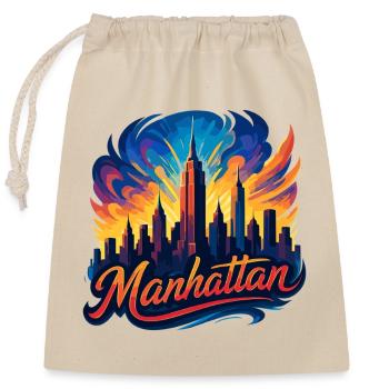 Manhattan Stadt New York Silhouette Geschenk - Verschließbarer Geschenkbeutel aus Baumwolle (25x30cm) - Natur - Vorne
