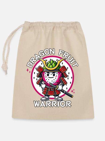 Drachenfrucht-Krieger-Samurai - Verschließbarer Geschenkbeutel aus Baumwolle (25x30cm) - Natur