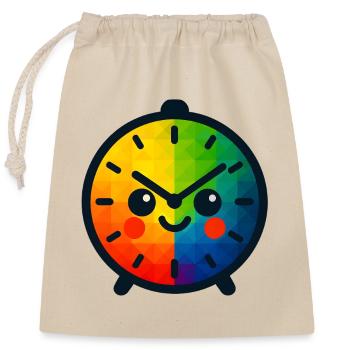 WPAP Polygon Kawaii Stil Baby Spielzeug Uhr - Verschließbarer Geschenkbeutel aus Baumwolle (25x30cm) - Natur - Vorne
