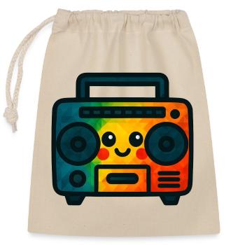 WPAP Polygon Jouet de style Kawaii Cassette Deck - Sac cadeau en coton avec cordon (25 x 30 cm) - nature - Devant