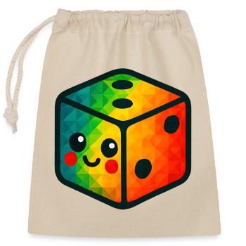 WPAP Polygon Kawaii Stil Baby Spielzeug Würfel - Verschließbarer Geschenkbeutel aus Baumwolle (25x30cm) - Natur - Vorne