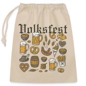 Folk Festival, Beer and Delicacies Design - Closable cotton gift bag (25x30cm) - nature - Front