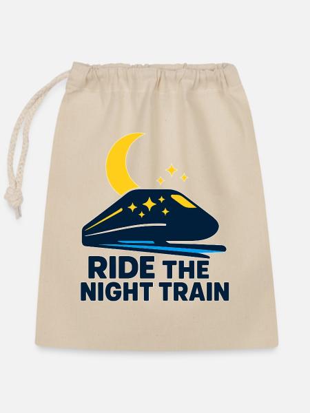 Ride the Night Train - Verschließbarer Geschenkbeutel aus Baumwolle (25x30cm) - Natur