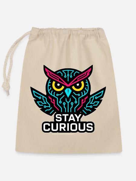 Stay Curious - Verschließbarer Geschenkbeutel aus Baumwolle (25x30cm) - Natur