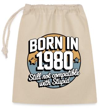 Né en 1980 Humour Design - Sac cadeau en coton avec cordon (25 x 30 cm) - nature - Devant