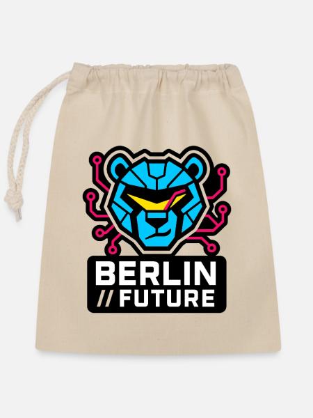 Berlin Future – Cyber Bear - Verschließbarer Geschenkbeutel aus Baumwolle (25x30cm) - Natur