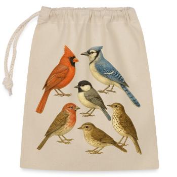 Collection d'Oiseaux Naturel - Sac cadeau en coton avec cordon (25 x 30 cm) - nature - Devant