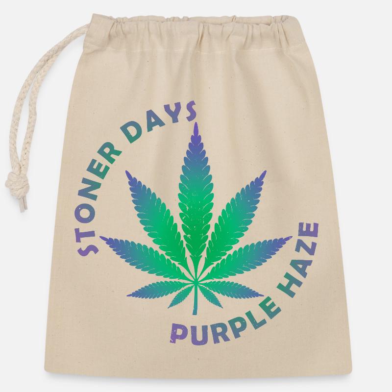 Stoner Days Cannabis Leaf Illustration - Closable cotton gift bag (25x30cm) - nature