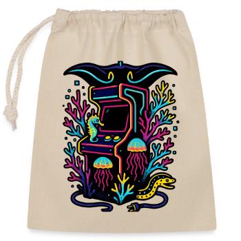 Neon Arcade dans le récif - Sac cadeau en coton avec cordon (25 x 30 cm) - nature - Devant