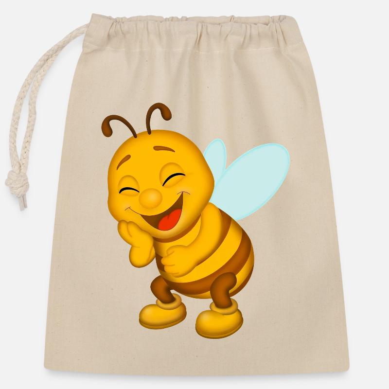BEE LAUGHING - Closable cotton gift bag (25x30cm) - nature