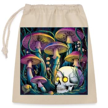 Neon Gothic Pilz Schädel Illustration - Verschließbarer Geschenkbeutel aus Baumwolle (25x30cm) - Natur - Vorne