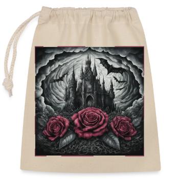 Dark Castle with Roses and Bats - Closable cotton gift bag (25x30cm) - nature - Front