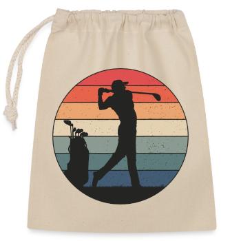 Golfer hits just right - Closable cotton gift bag (25x30cm) - nature - Front