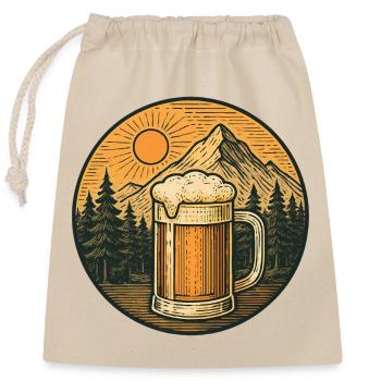 Alpenbier Panorama - Verschließbarer Geschenkbeutel aus Baumwolle (25x30cm) - Natur - Vorne