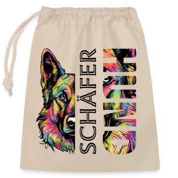 Bunter  Schäferhund - Verschließbarer Geschenkbeutel aus Baumwolle (25x30cm) - Natur - Vorne