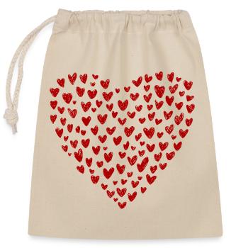 Heart Collection: Love in Red - Closable cotton gift bag (25x30cm) - nature - Front