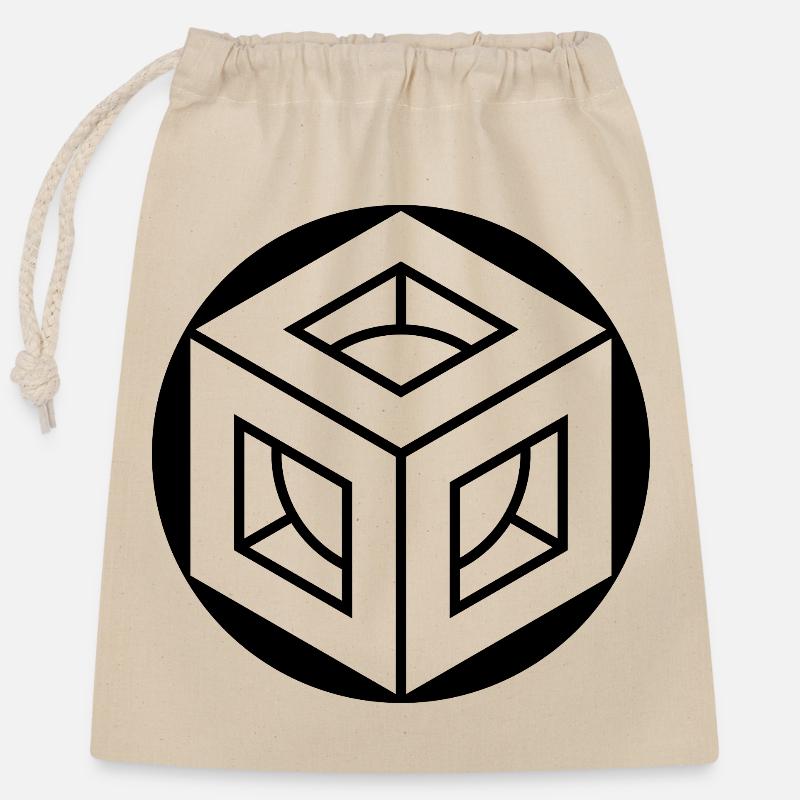 Metatron's Cube Crop Circle Design - Closable cotton gift bag (25x30cm) - nature