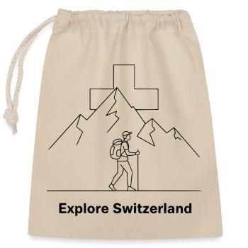 Explorez la Suisse Motif de randonnée - Sac cadeau en coton avec cordon (25 x 30 cm) - nature - Devant