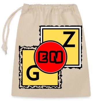 GEN Z Blocks - Closable cotton gift bag (25x30cm) - nature - Front