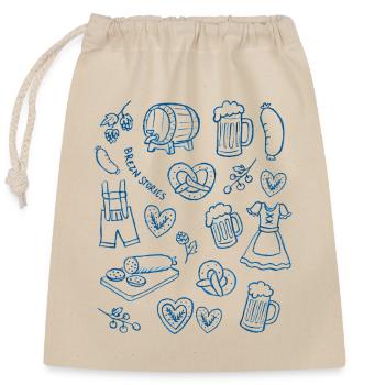 Bière traditionnelle bavaroise et symboles du costume traditionnel - Sac cadeau en coton avec cordon (25 x 30 cm) - nature - Devant