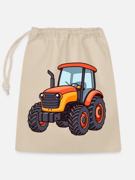 Traktor - Verschließbarer Geschenkbeutel aus Baumwolle (25x30cm) - Natur