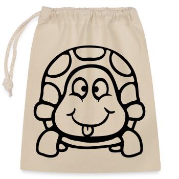 Turtle Tongue Sticking Out Naughty Funny Cool - Closable cotton gift bag (25x30cm) - nature - Front