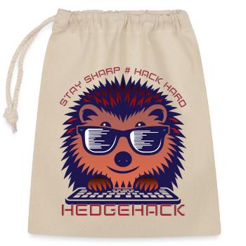 Hedgehog Coding Enthusiast T-Shirt - Closable cotton gift bag (25x30cm) - nature - Front