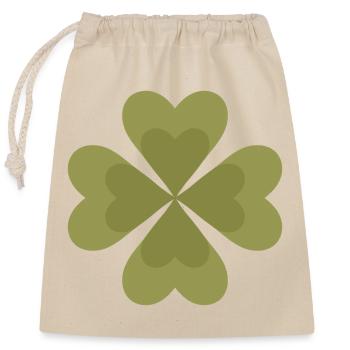 Conception de motif de trèfle à quatre feuilles - Sac cadeau en coton avec cordon (25 x 30 cm) - nature - Devant